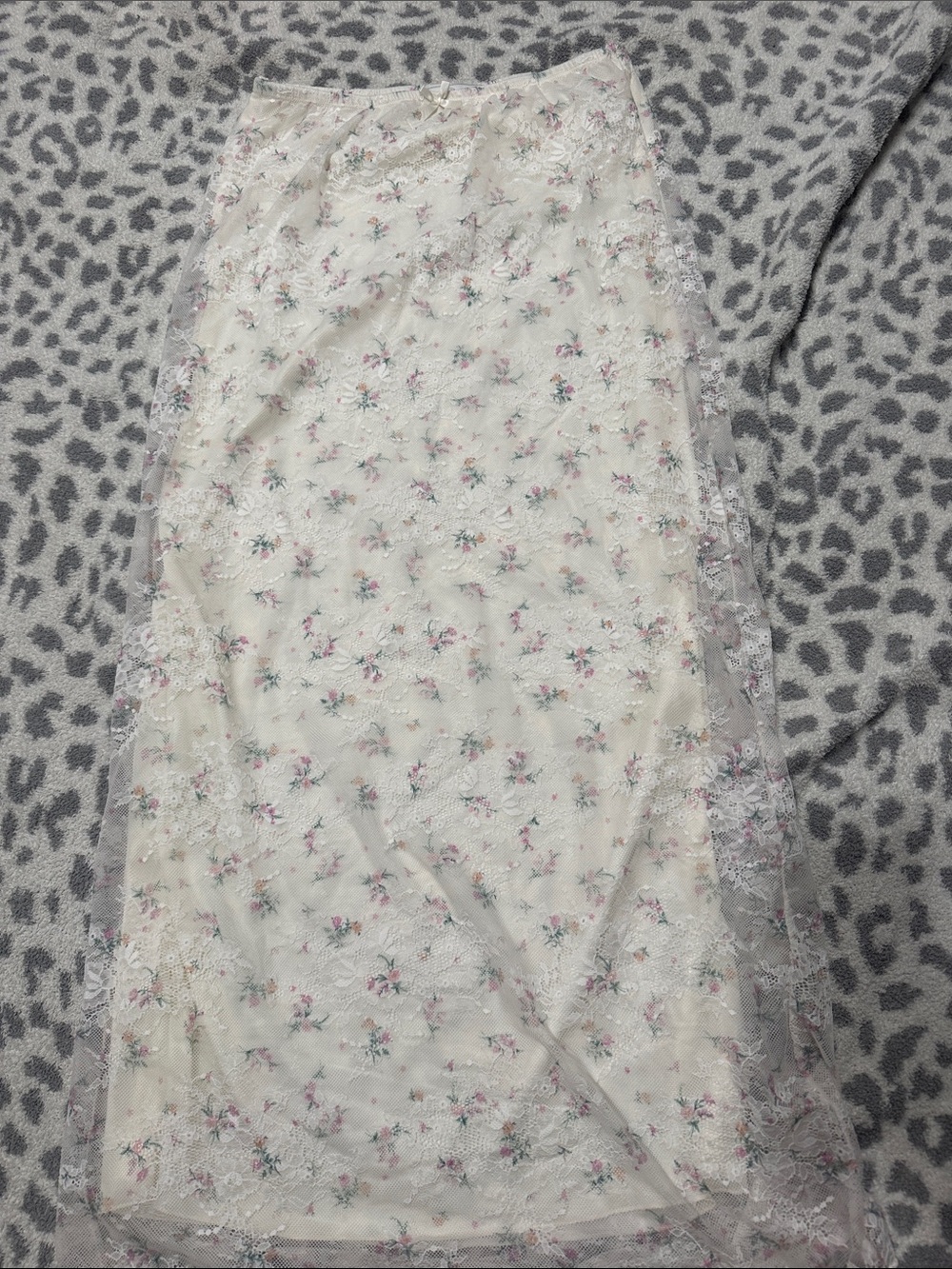 love, Fire Cream Floral Lace Maxi Skirt